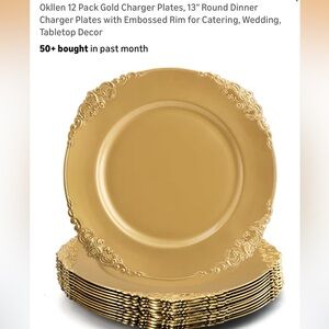 12 Pack Gold Decorative Charger Plate - Elegant Dinnerware